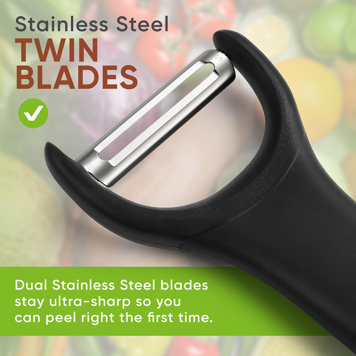 Spring Chef peelers comfortable for both left- and right-handed use.