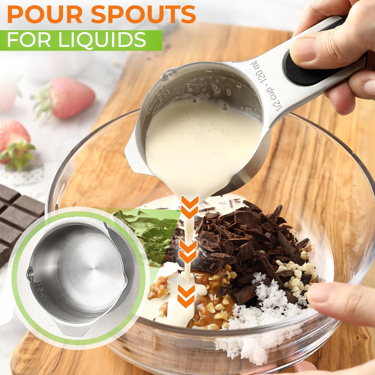 Spring Chef black stainless cups add sleek style to any kitchen.