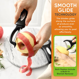 Spring Chef built-in blemish remover in action for clean prep.
