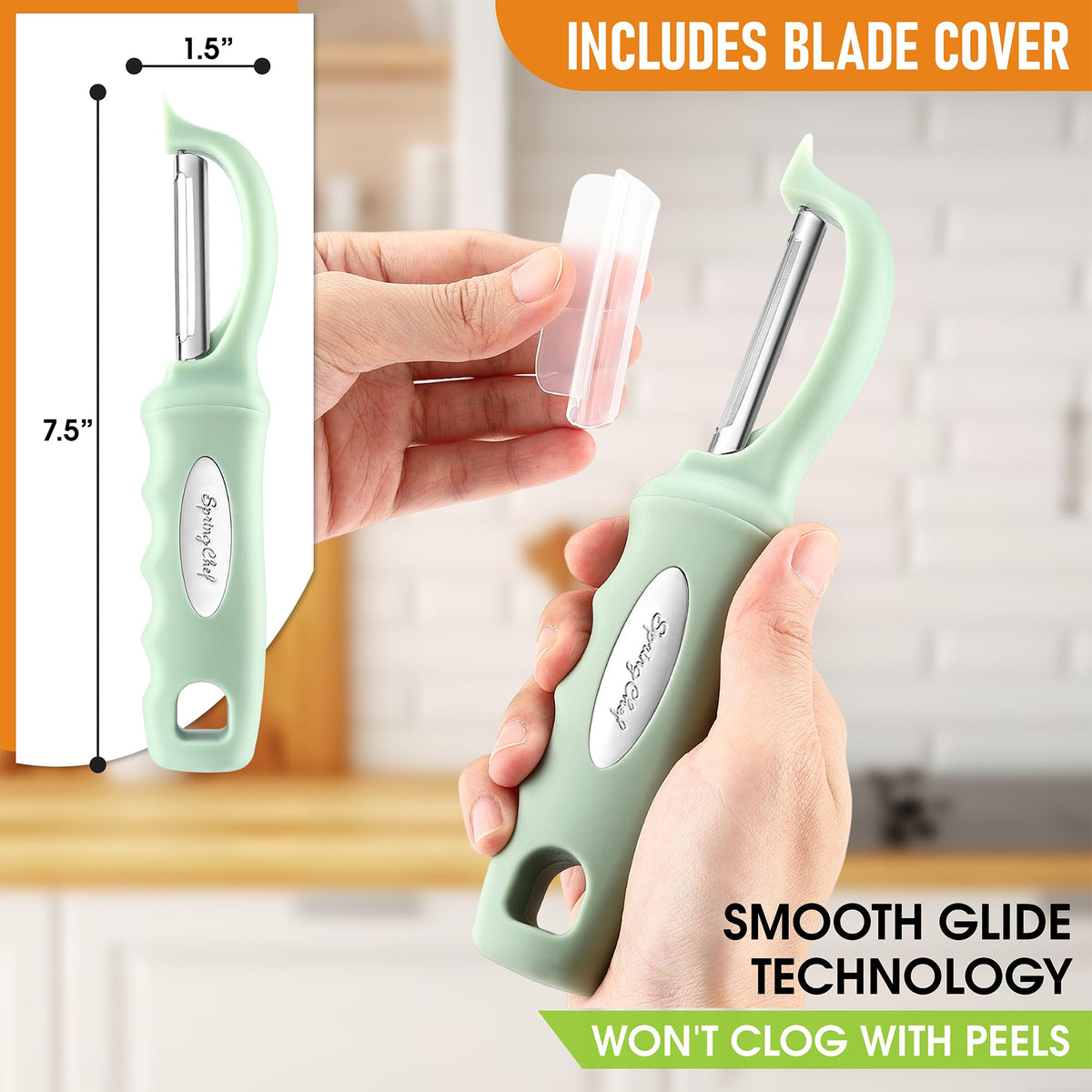 Spring Chef built-in blemish remover for precise skin prep.
