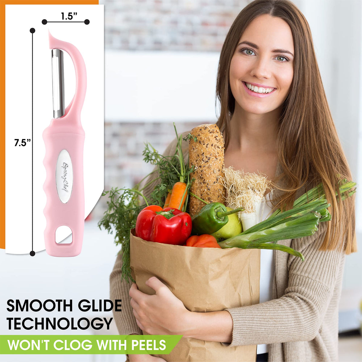 Spring Chef built in blemish remover helps prep fruits with minimal waste.