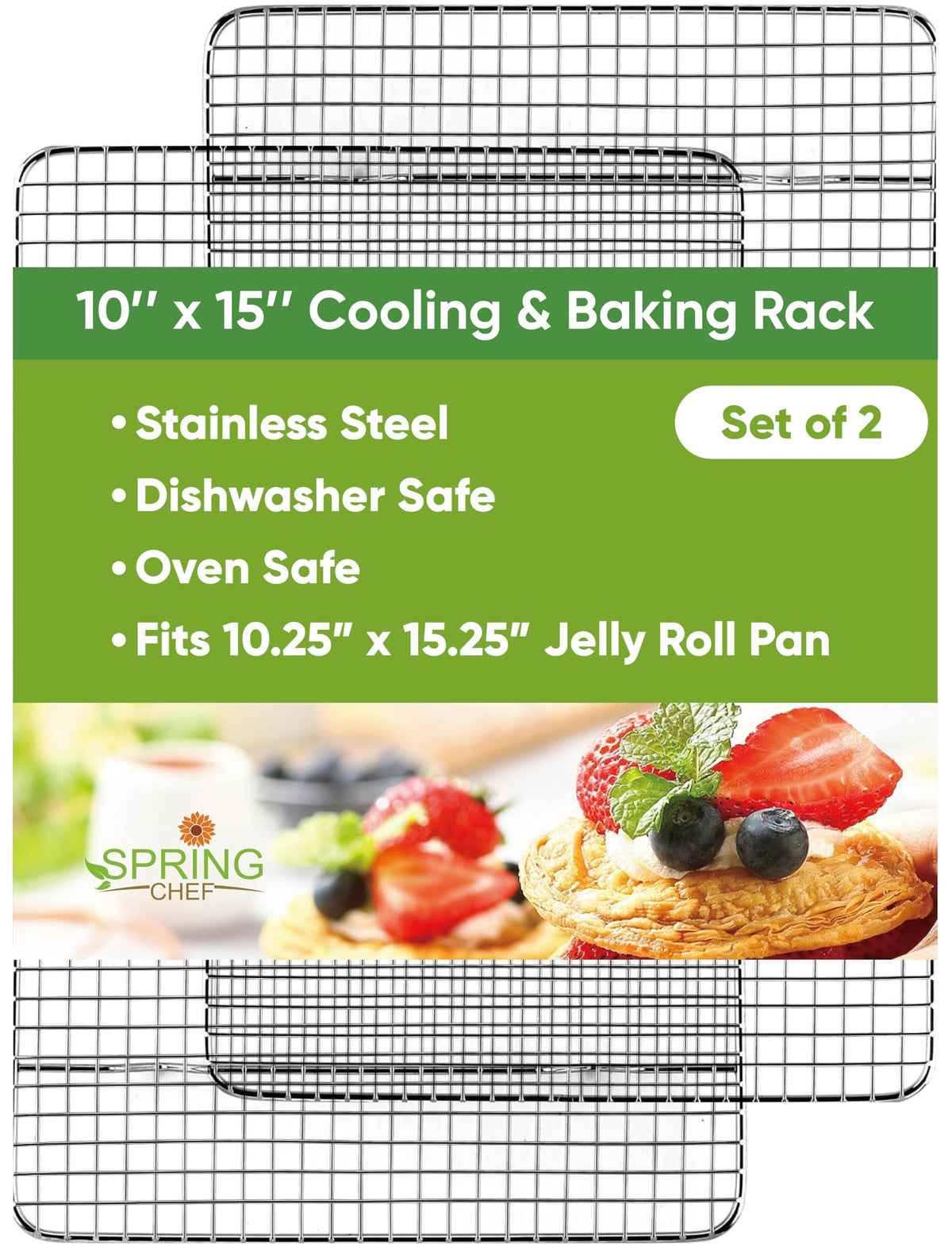 Spring Chef cooling rack grid pattern for even air flow