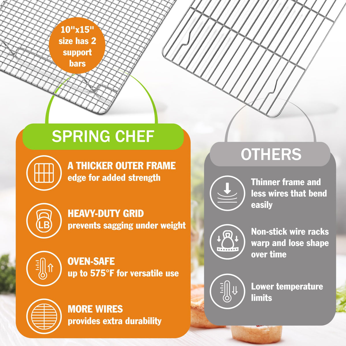 Spring Chef cooling rack fits 10x15 jelly roll pans