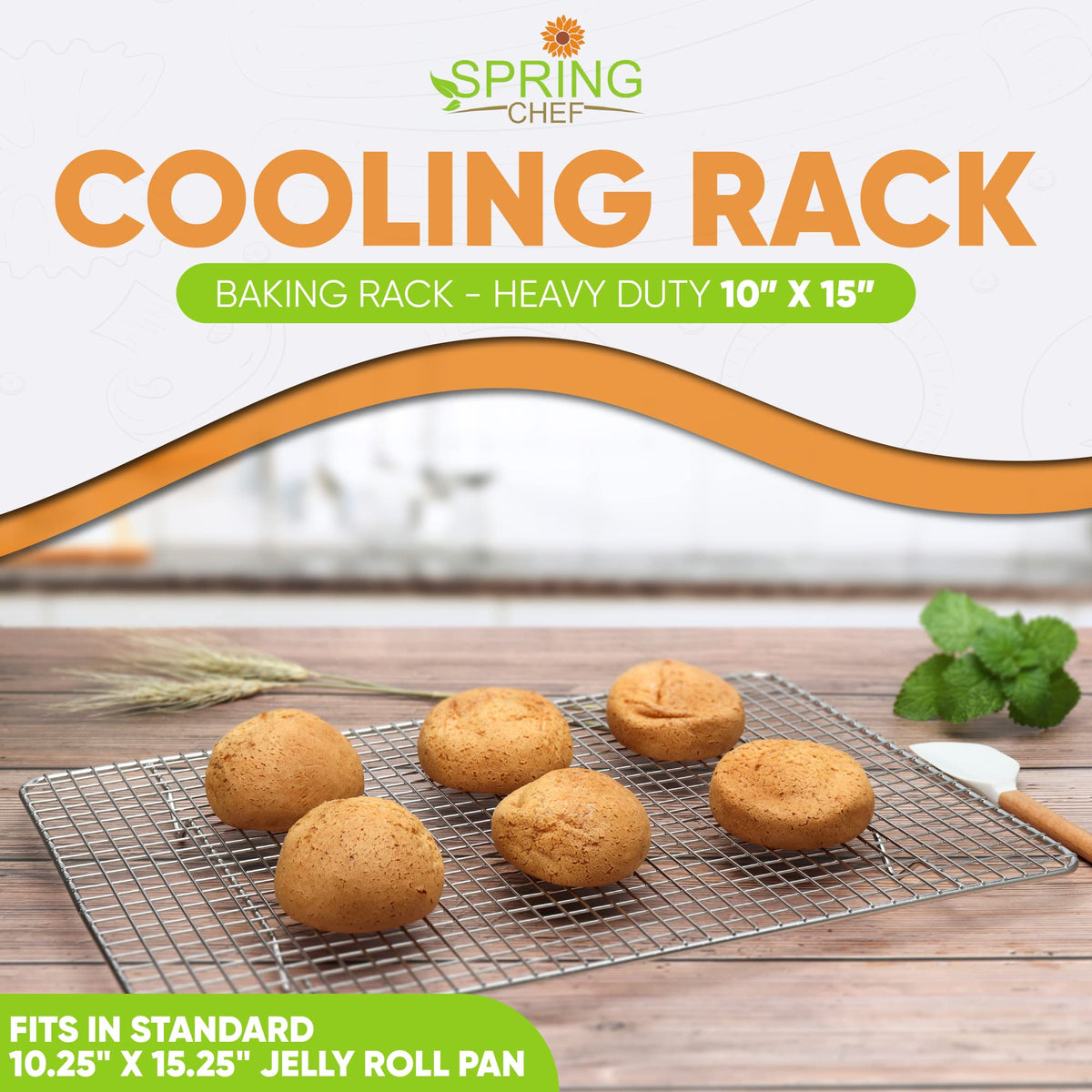 Spring Chef cooling rack oven-safe design up to 575F