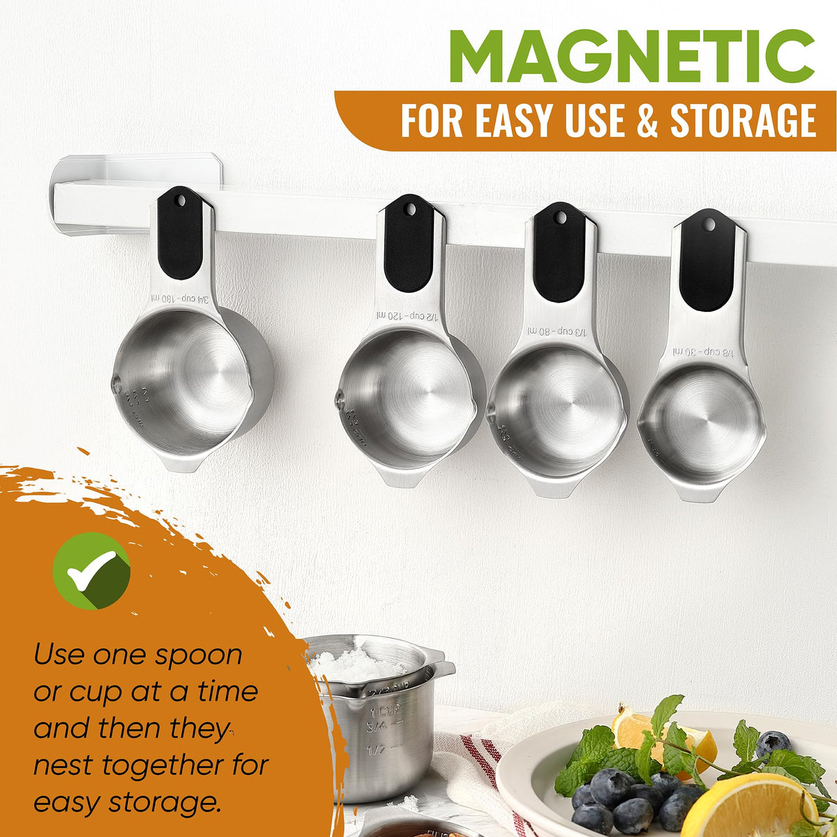Spring Chef cups with pour spouts provide precise liquid measurements.