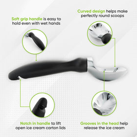 Spring Chef curved-scoop-edge design enables perfect curls and neat portions.