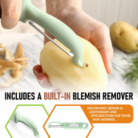 Spring Chef dishwasher-safe peeler for easy cleanup after prep.