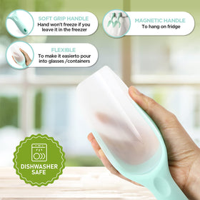 Spring Chef dog food scoop translucent tip helps see portions.