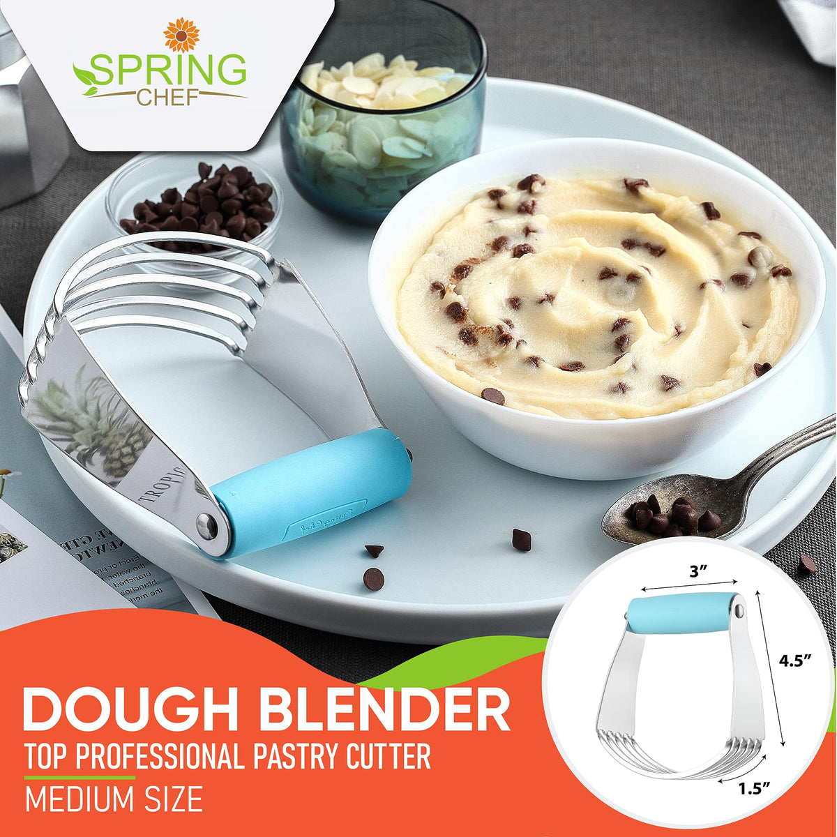 Spring Chef Dough Blender Aqua Sky soft grip handle supports comfortable use