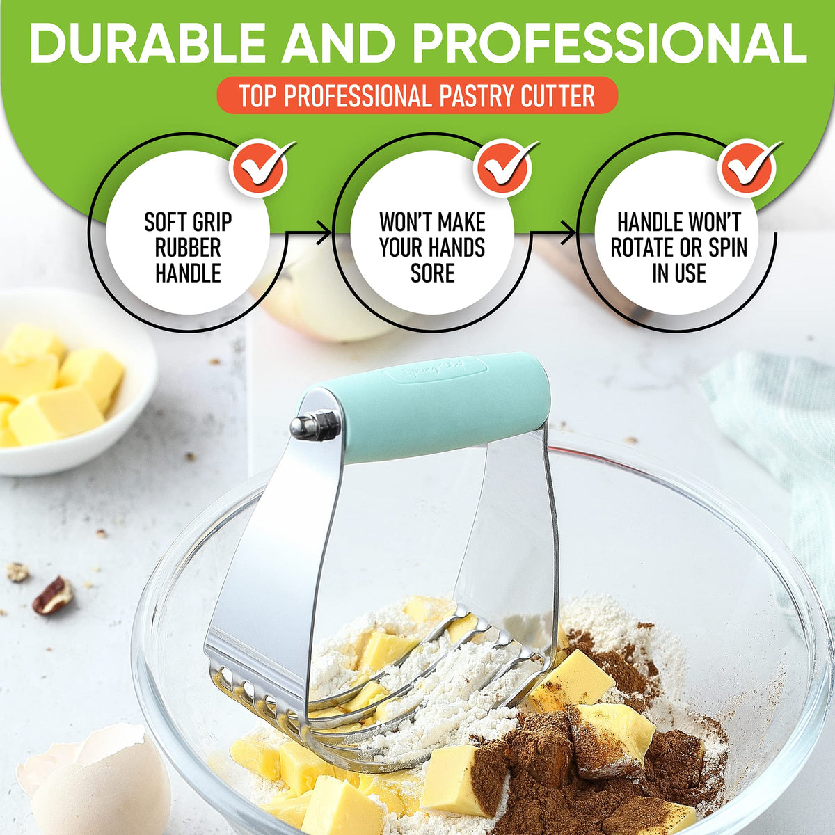 Spring Chef dough blender used for biscuits and pie dough to flaky results.