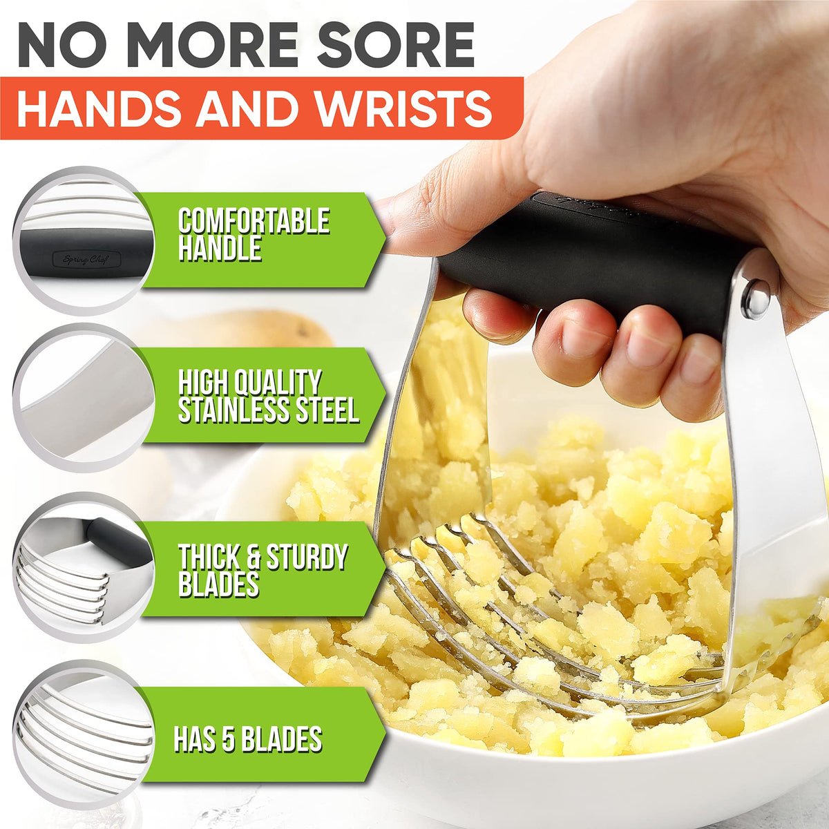 Spring Chef Dough Blender ergonomic soft-grip handle in use