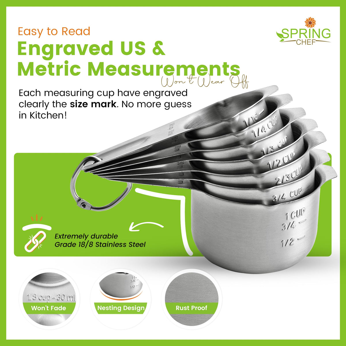 Spring Chef easy read markings showing US and metric units