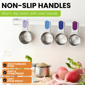 Spring Chef cups with engraved US and metric marks stay easy to read.