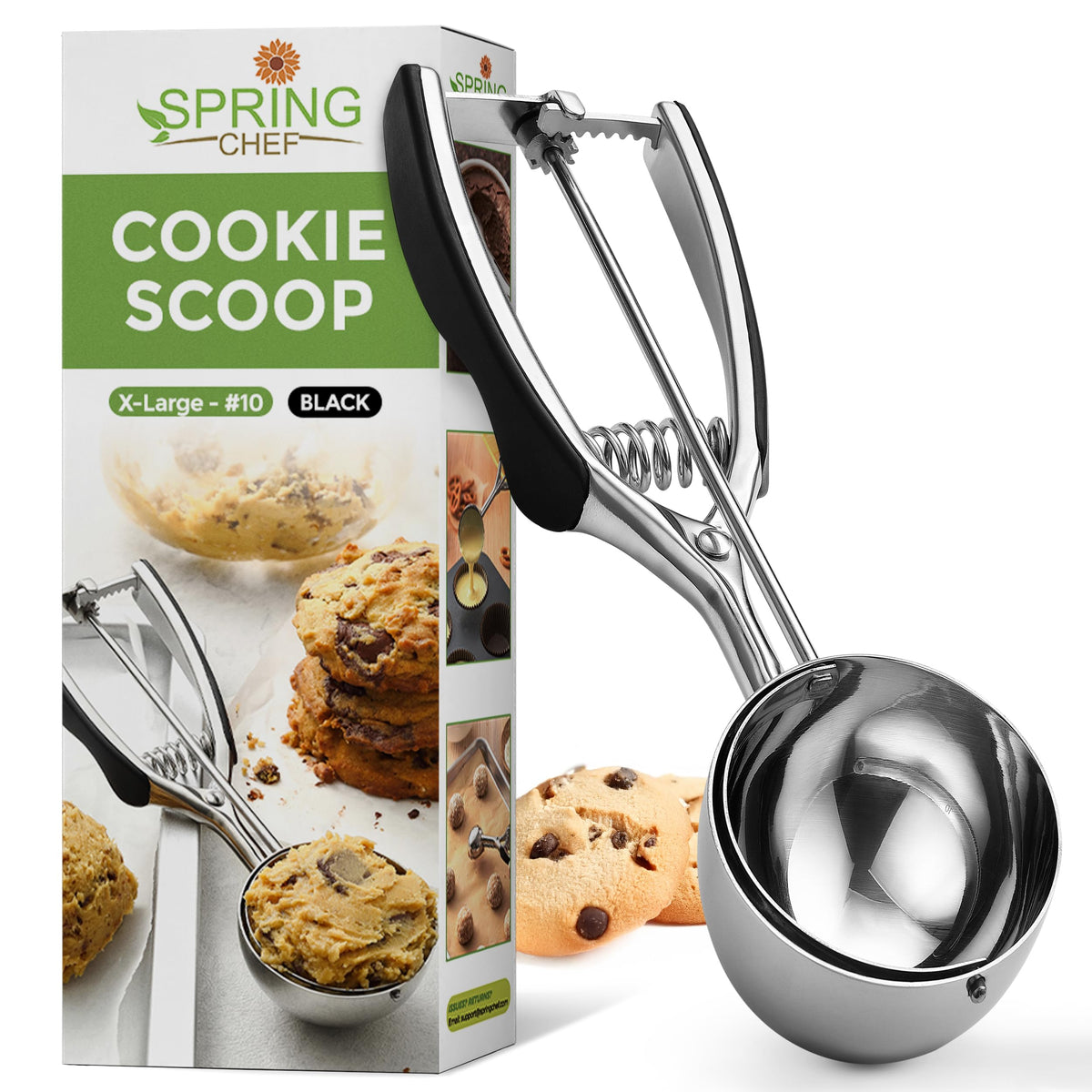 Spring Chef extra-large cookie scoop with trigger release for even portions