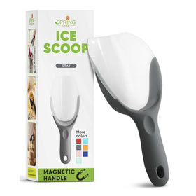 Spring Chef gray magnetic ice scoop pouring ice into glasses with ease