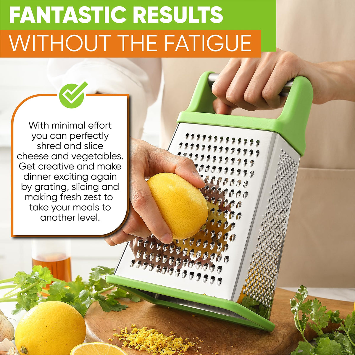 Spring Chef Green XL Multi‑Use Grater for cheese and vegetables