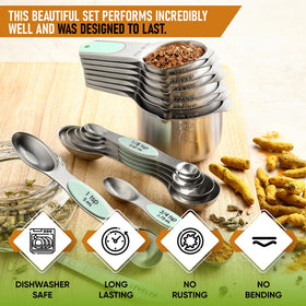 Spring Chef heavy-duty stainless steel measuring cups endure daily kitchen use.