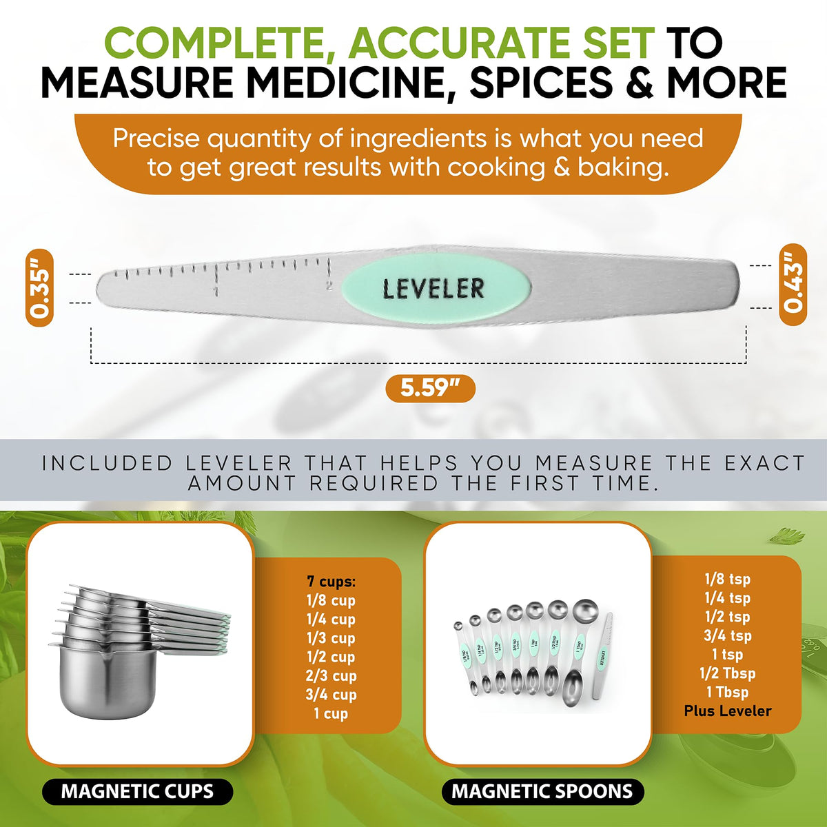 Spring Chef Leveler included for precise measurement on first try.
