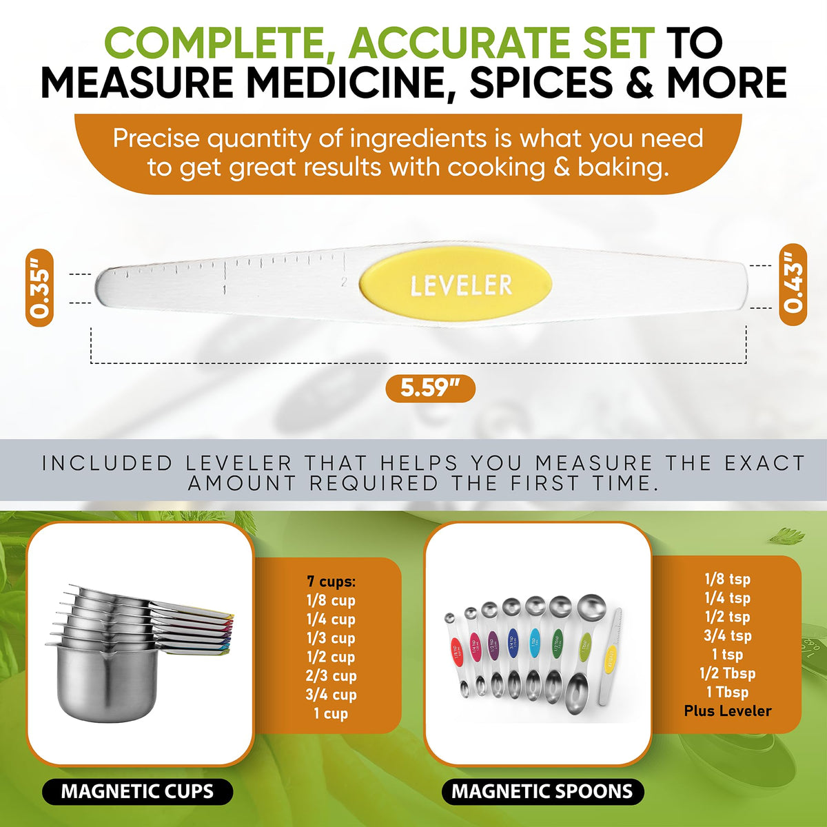 Spring Chef leveler included helps measure exact amounts the first time.