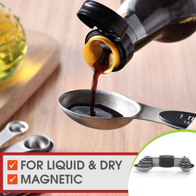 Spring Chef spoons include built-in levelers for accurate measurement.