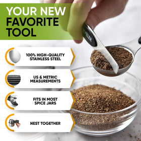 Spring Chef leveler included for quick, precise first-time measurements.