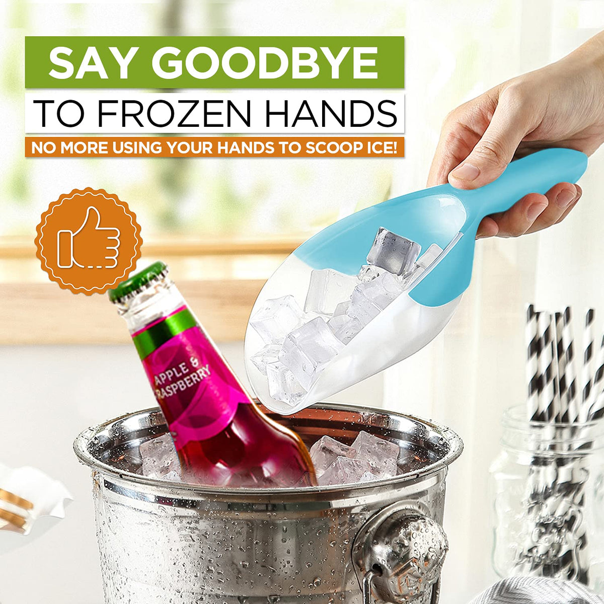 Spring Chef dishwasher-safe ice scoop for quick cleanup.