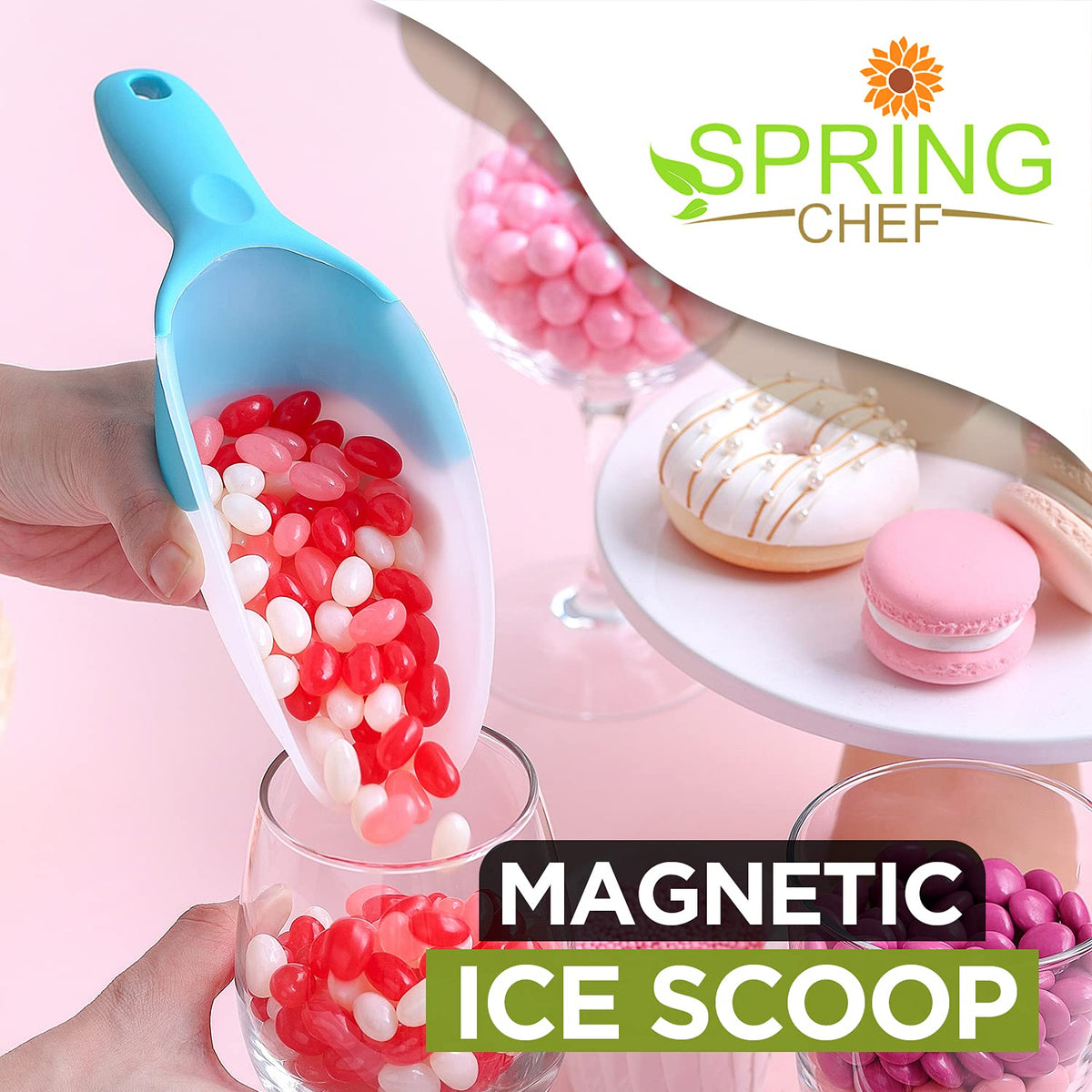 Spring Chef ice scoop with soft grip handle for comfortable freezer use.