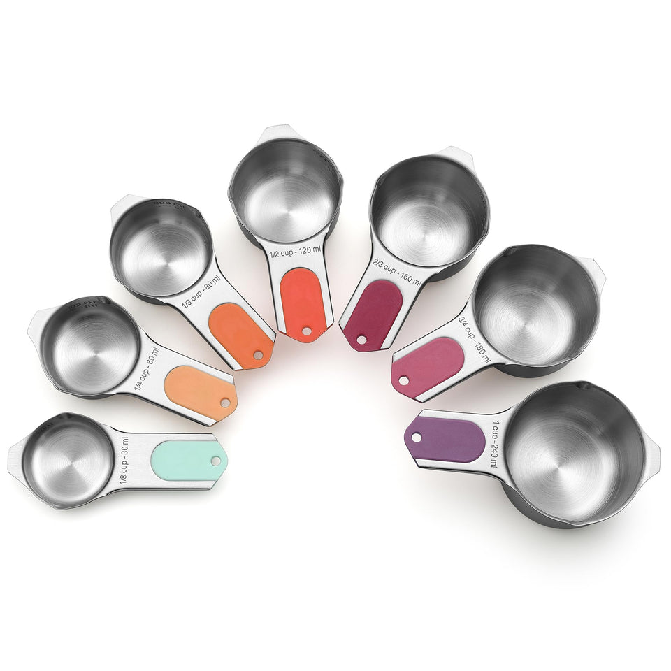 Spring Chef magnetic measuring cups nest together for compact storage.