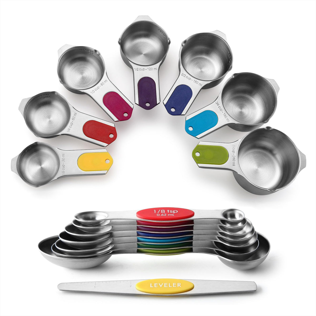 Spring Chef magnetic measuring cups and spoons set offers versatile precision for cooking and baking.