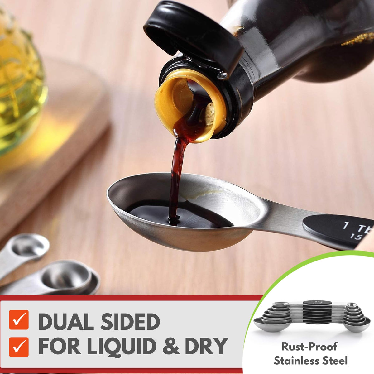 Spring Chef spoons round end is ideal for liquids and pouring.