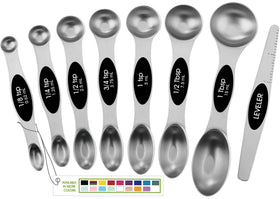 Spring Chef measuring spoons nest together for compact storage.