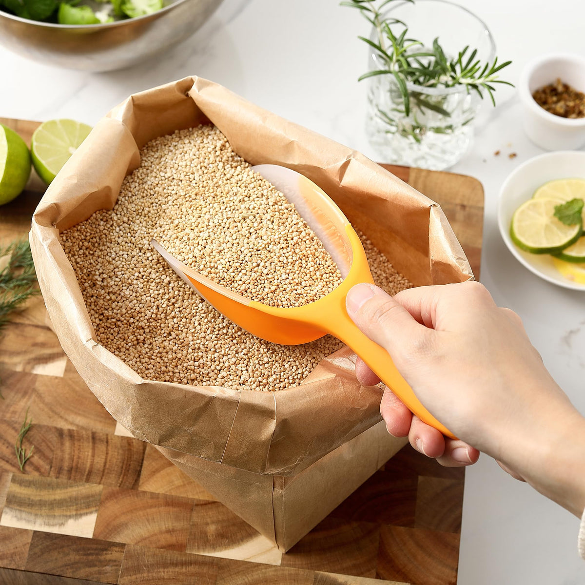 Spring Chef multi-purpose scoop suitable for rice, flour, popcorn.