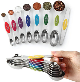 Spring Chef multicolor measuring spoons set with magnetic links for easy use