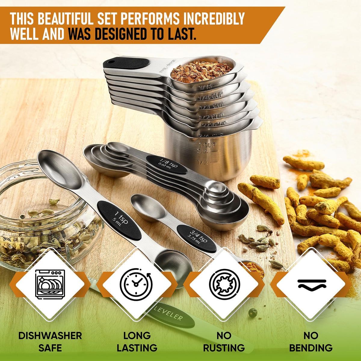Spring Chef nesting magnets keep utensils organized and easy to grab.
