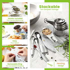 Spring Chef nesting cups and spoons with ring organized compactly for easy storage.