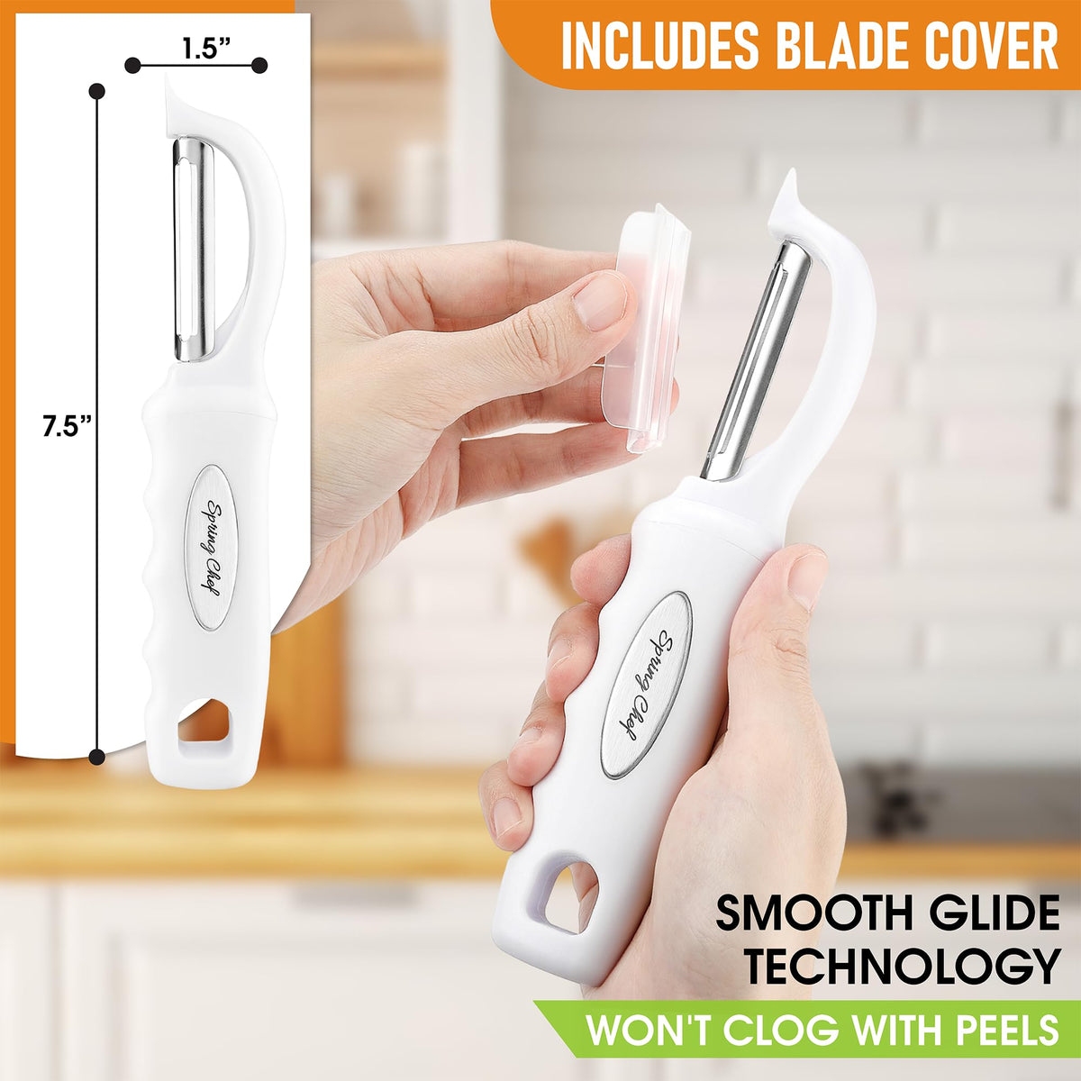 Spring Chef peeler built-in blemish remover for quick prep