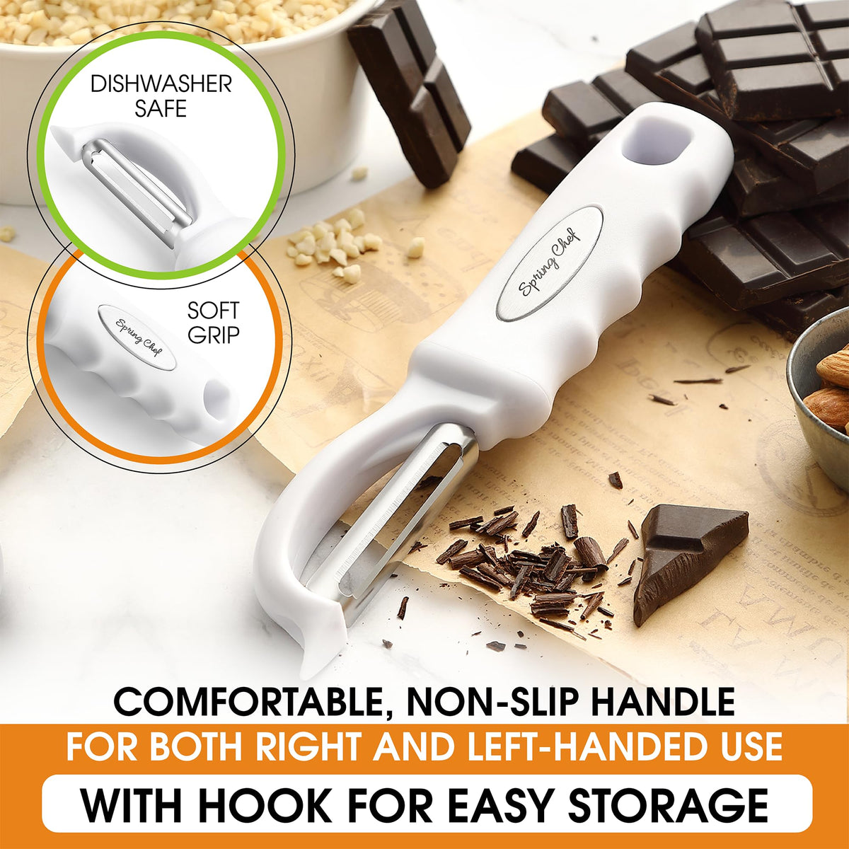 Spring Chef ergonomic, lightweight peeler designed for comfort