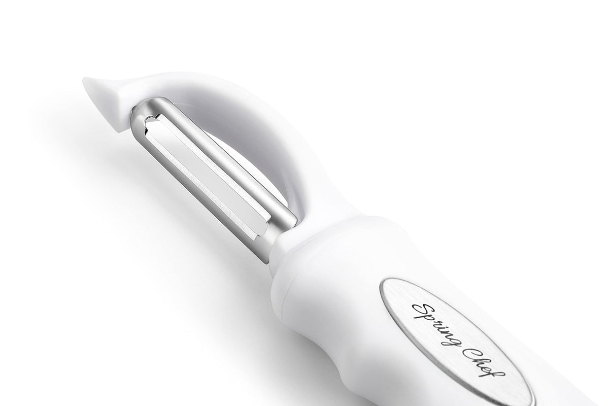 Spring Chef peeler enables precise skin removal with minimal waste