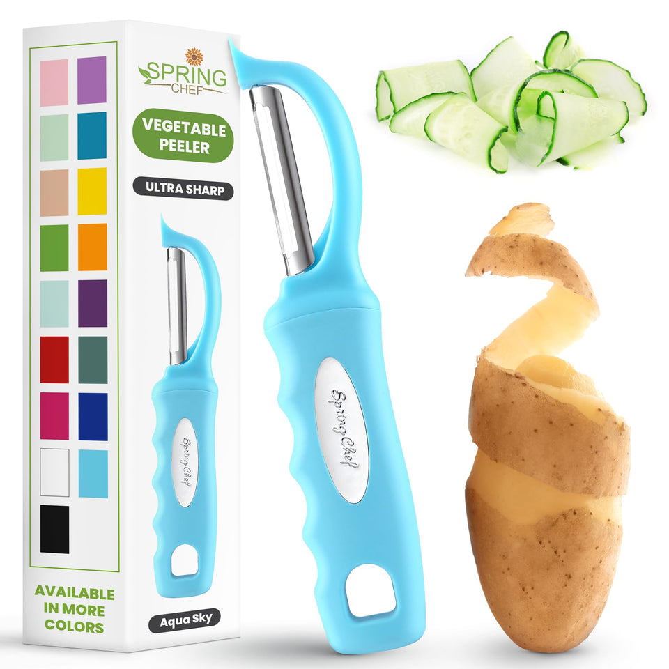 Spring Chef Premium Swivel Peeler blade close-up for precise peeling