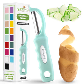 Spring Chef premium swivel peeler blades close-up for sharp efficiency.