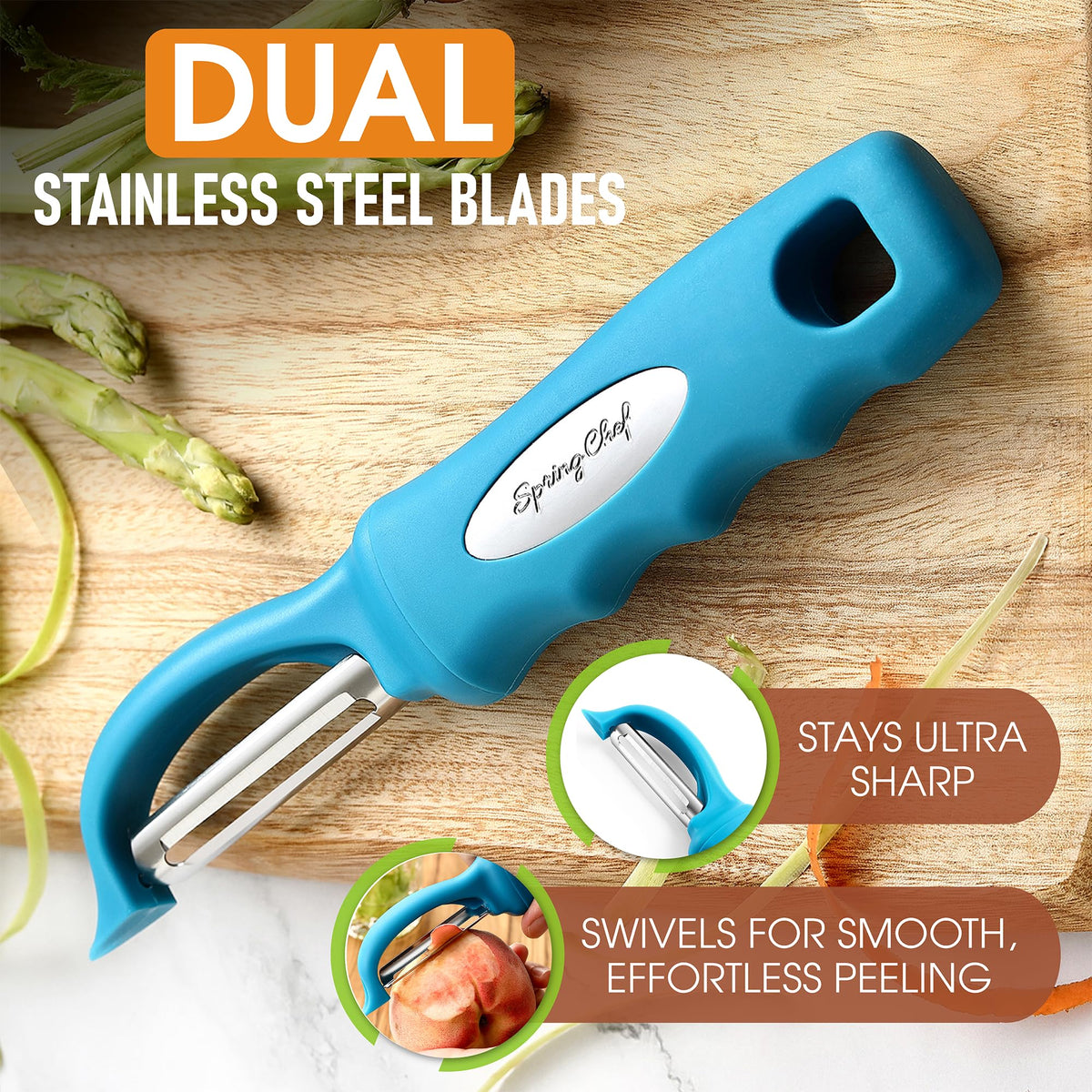 Spring Chef Premium Swivel Peeler blemish remover for precise prep
