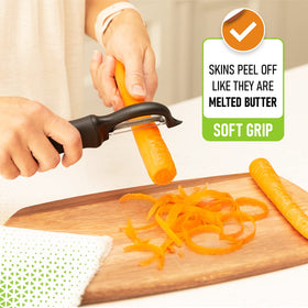 Spring Chef Premium Swivel Peeler dishwasher safe for easy cleaning.