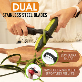 Spring Chef Premium Swivel Peeler with dual blades for sharp, efficient prep.