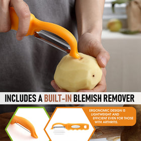 Spring Chef Premium Swivel Peeler ergonomic design reduces wrist strain.