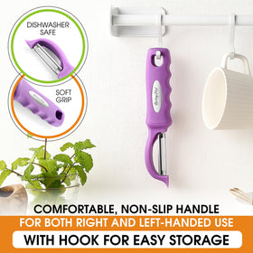 Dishwasher safe Spring Chef peeler for quick cleanup