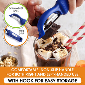 Spring Chef peeler comfortable for both left and right-handed cooks.