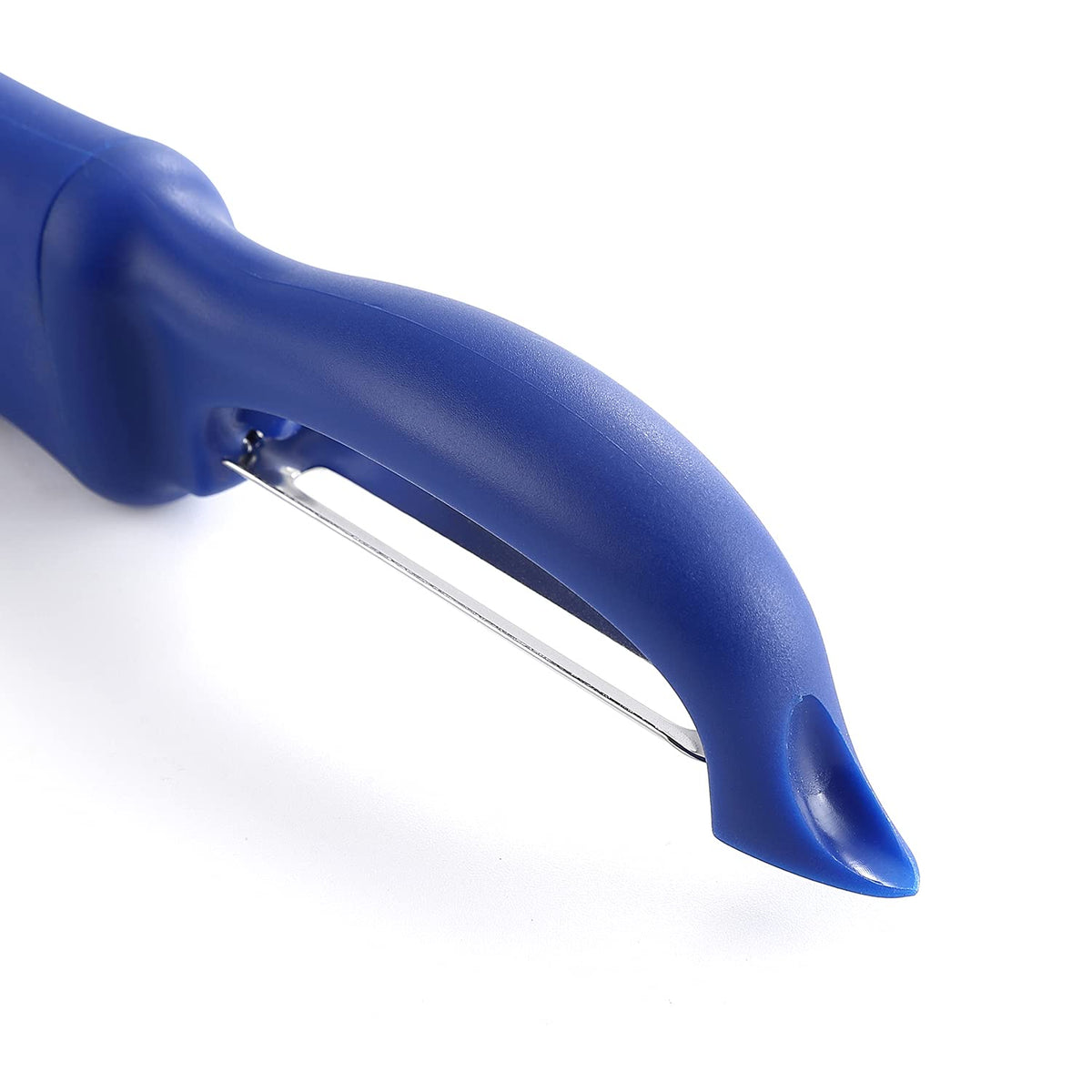 Spring Chef peeler sapphire finish adds a vibrant kitchen accent.