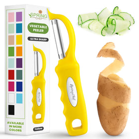 Spring Chef swivel peeler blades glide for effortless peeling of potatoes and produce