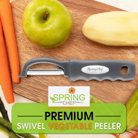 Spring Chef Premium Swivel Vegetable Peeler ergonomic design for ambidextrous use.