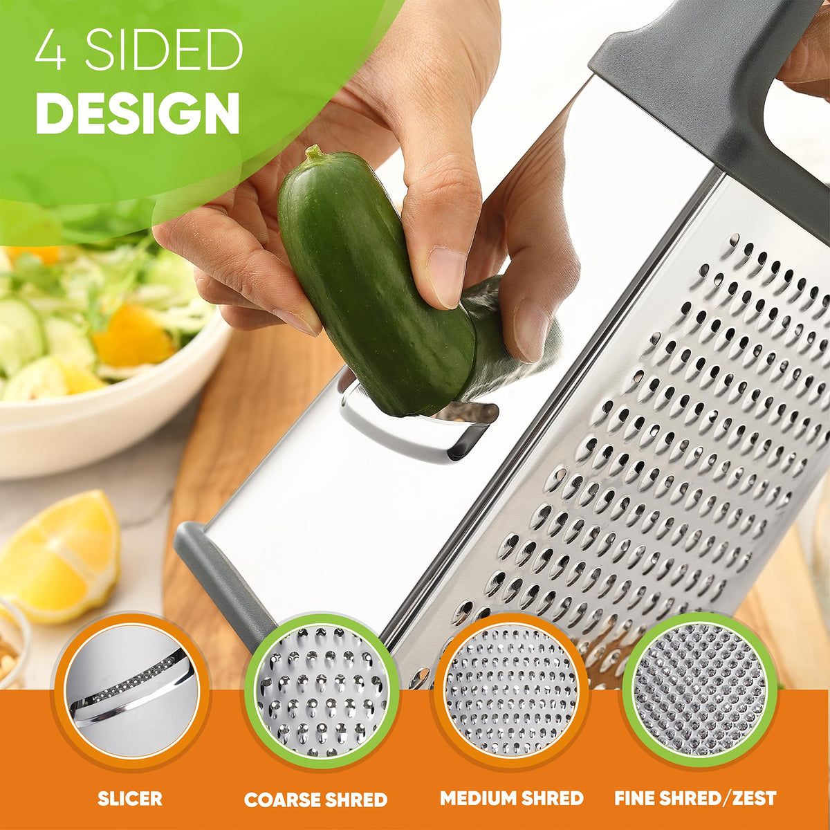 Spring Chef Professional grater bottom with non-slip feet for stability